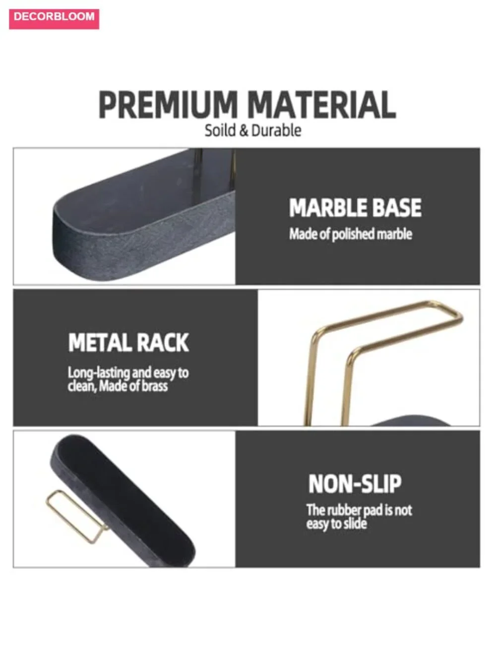 Marble & Brass Coffee Filter Holder Organizer for V60 Filters, Space-Saving